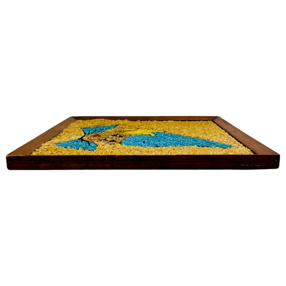 Vintage Pixie Elf Pebble Art Mosaic Gravel Framed Wall Hanging Kitschy 13" x 13" - Picture 7 of 13